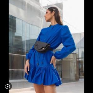 Zara Vibrant Blue Ruffle Hem Dress